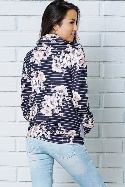 Floral Fantasy Color Striped Top